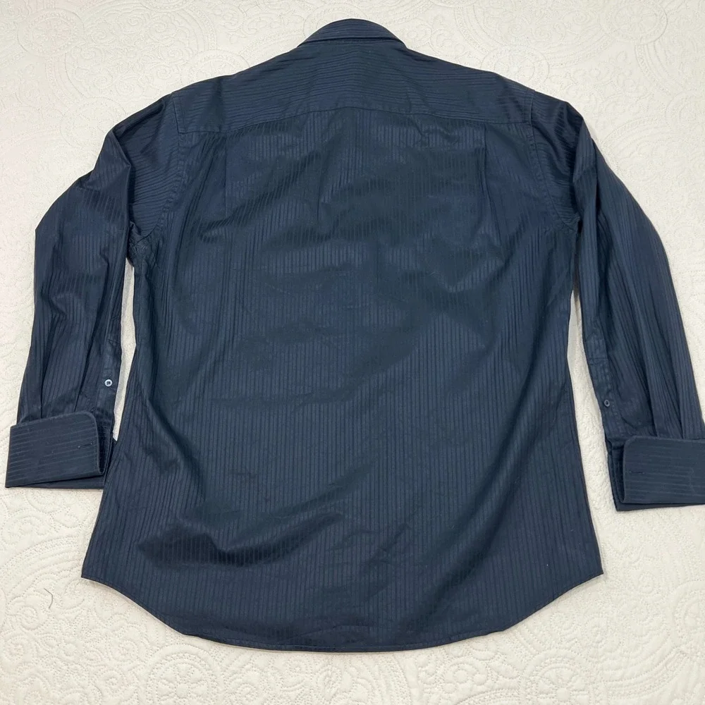 Gucci Mens Black Tonal Pinstripe Cotton Dress Shirt Made in‎ Italy Size 42 16.5